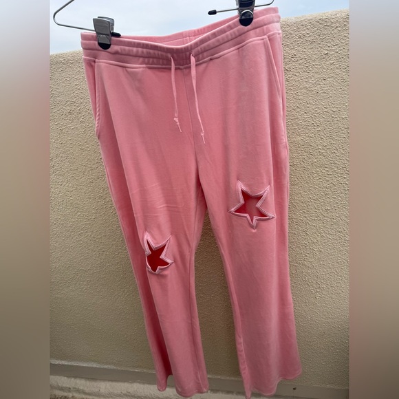 Paris Hilton Pants - Paris Hilton Pink Velour Joggers